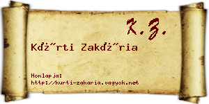 Kürti Zakária névjegykártya